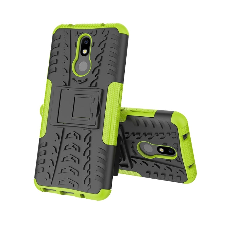 Nokia 3.2 tire texture shockproof case, neon green and dark gray, rear holder