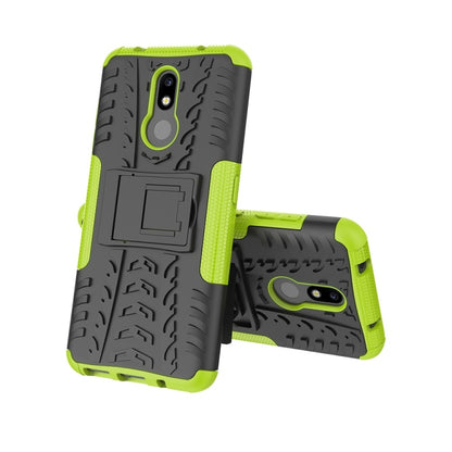 Nokia 3.2 tire texture shockproof case, neon green and dark gray, rear holder