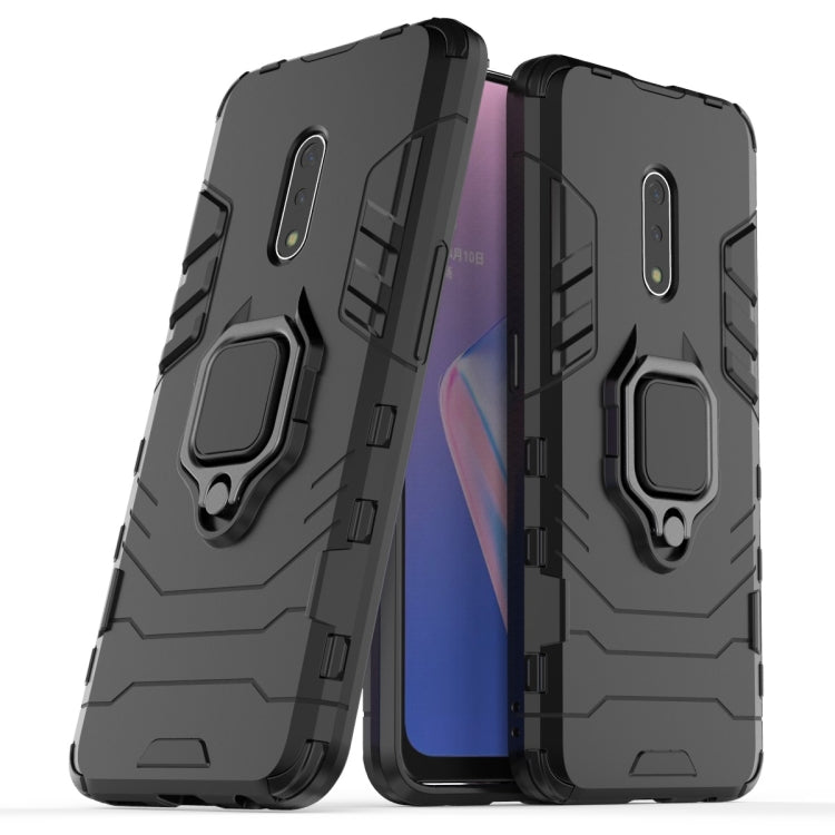 Black rugged phone case with magnetic ring holder detail on back