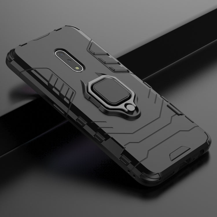 Black shockproof phone case with ring magnetic holder and camera/port openings