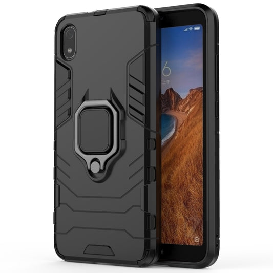 Black rugged phone case with magnetic ring holder for Xiaomi Redmi 7A
