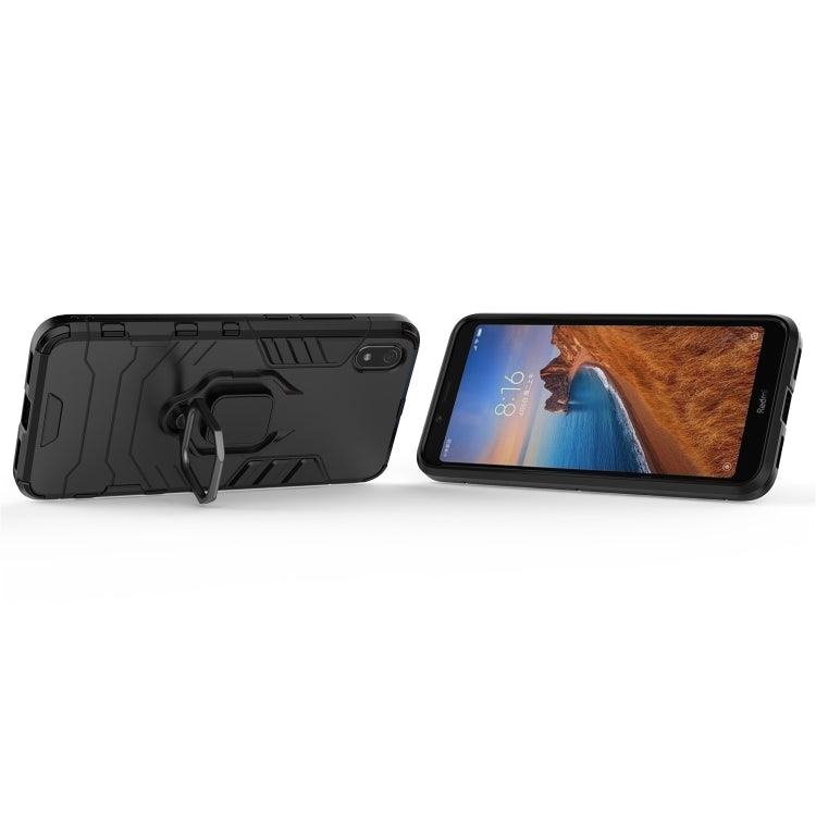 Black rugged phone case with magnetic ring holder and camera protection