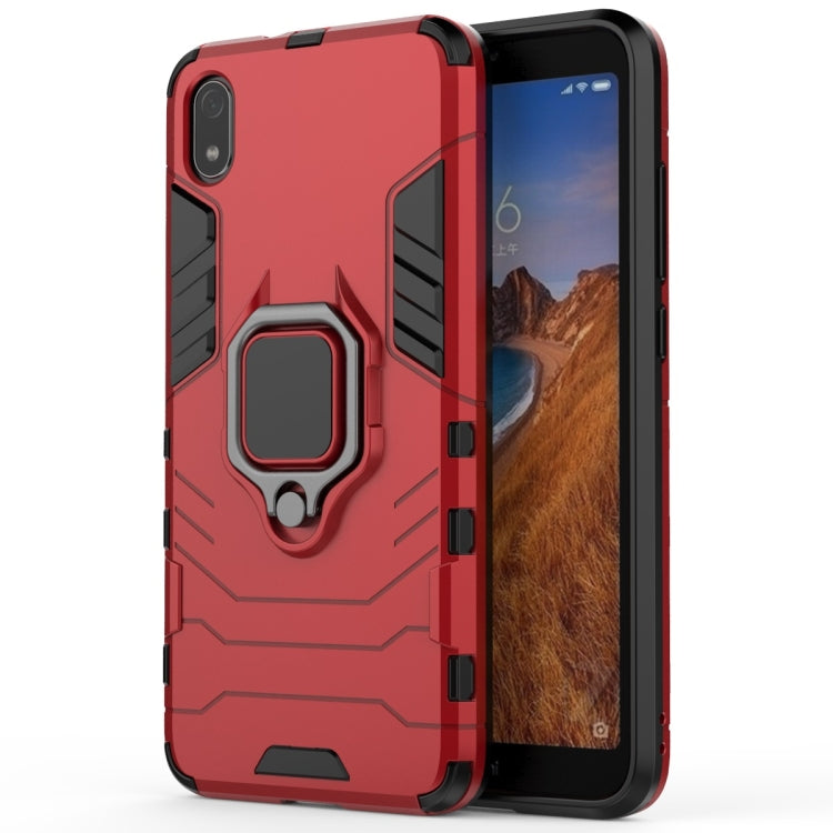 Red rugged phone case with magnetic ring holder for Xiaomi Redmi 7A