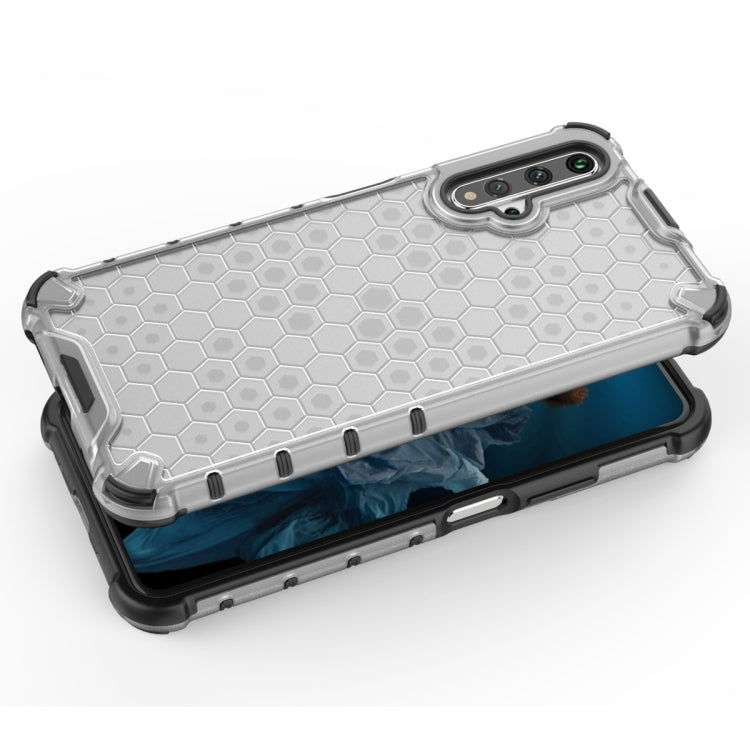 White honeycomb shockproof phone case with TPU bumper and camera cutout