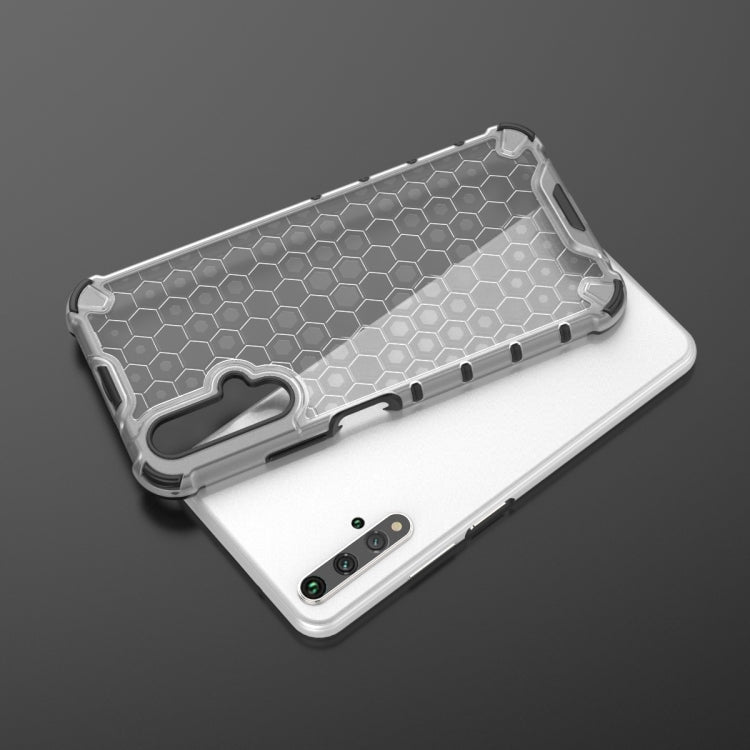 Clear white honeycomb shockproof phone case with raised screen and camera protection