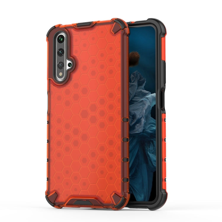 Shockproof honeycomb phone case with TPU bumper for Honor 20 PRO, red with black sides