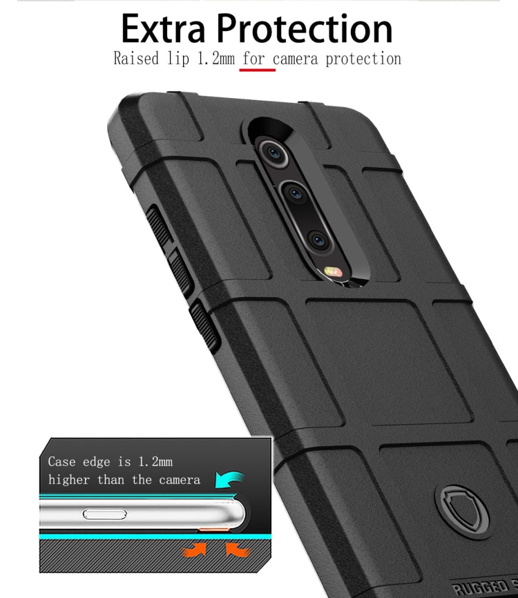 Black rugged silicone phone case with raised lip for extra camera protection