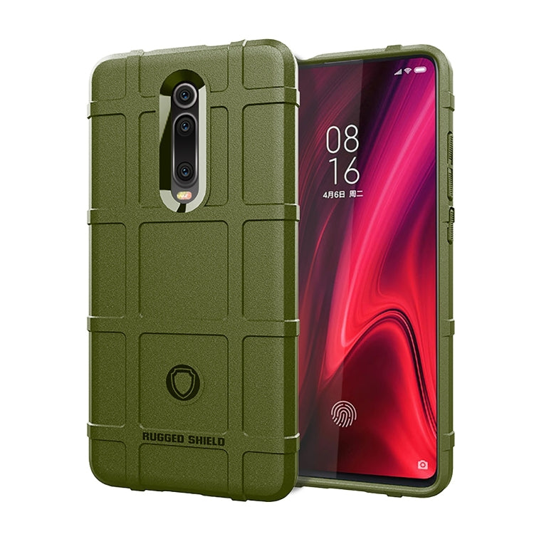 Green rugged silicone phone case with raised bezel and dual-lens camera cutout