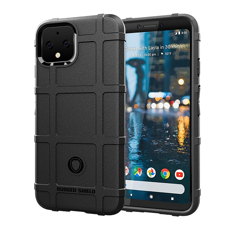 Black shockproof silicone phone case with full coverage for Google Pixel 4