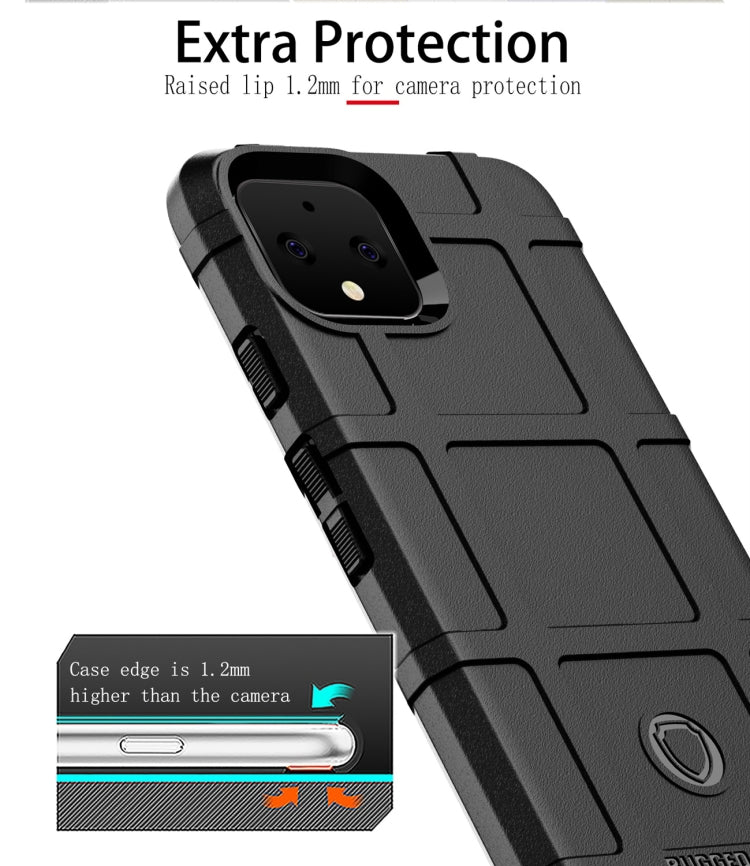 Black silicone case for Google Pixel 4 with raised camera lip for extra protection