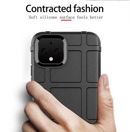 Black rugged silicone case for Google Pixel 4 with secure grip and full coverage