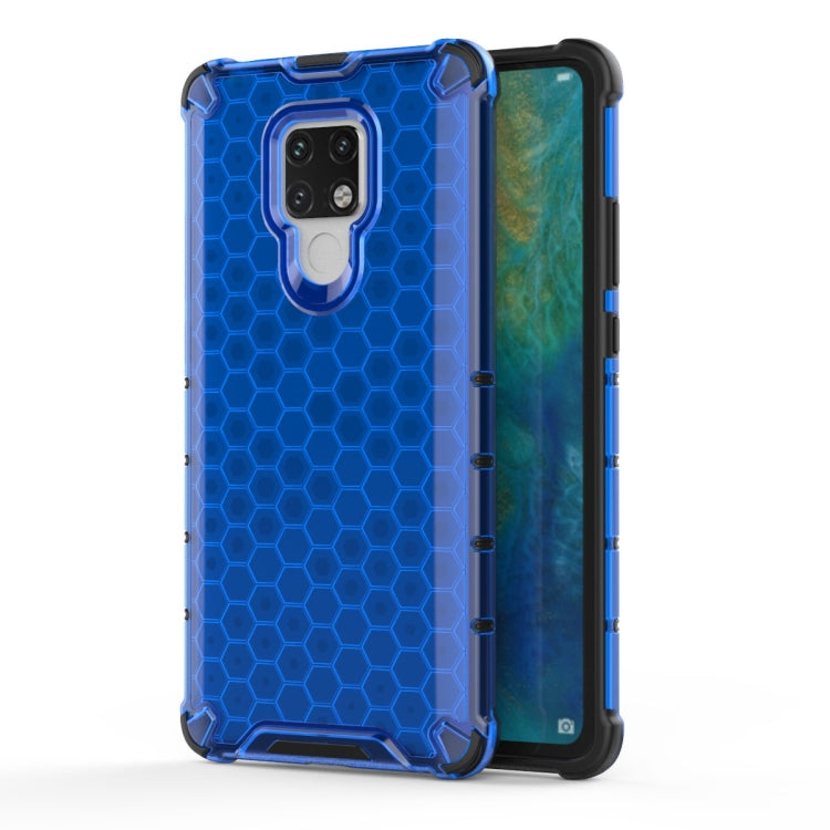 Shockproof honeycomb phone case with blue hex back and raised TPU bumper for Mate 20 X