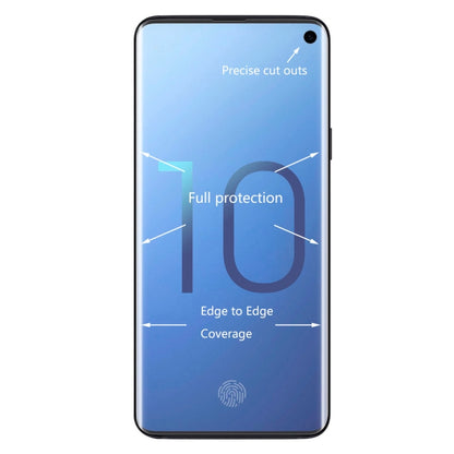 Curved PET screen protector film for Galaxy S10, edge-to-edge coverage