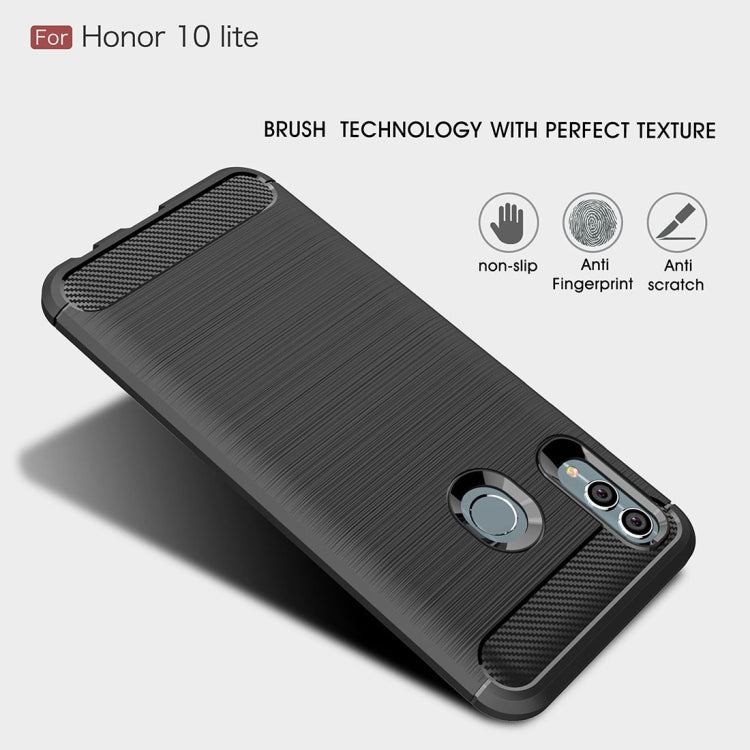Black carbon fiber textured TPU case with camera cutouts and fingerprint ring