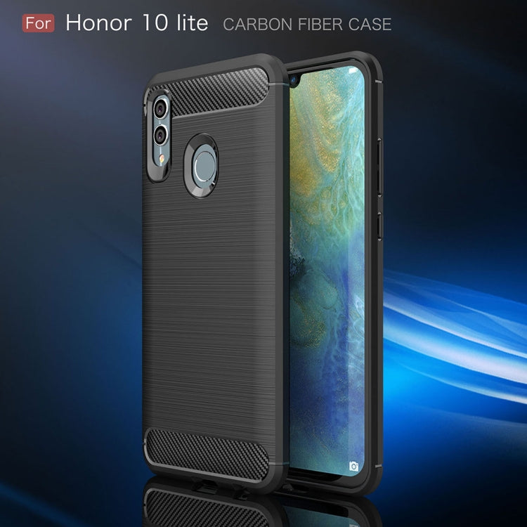 Black carbon fiber TPU phone case with circular fingerprint ring and dual camera cutouts