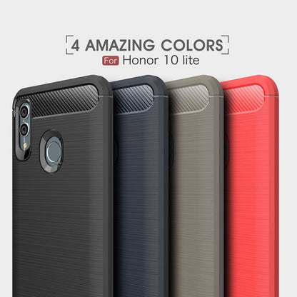 Four-color carbon fiber TPU cases: black, navy, beige, and red