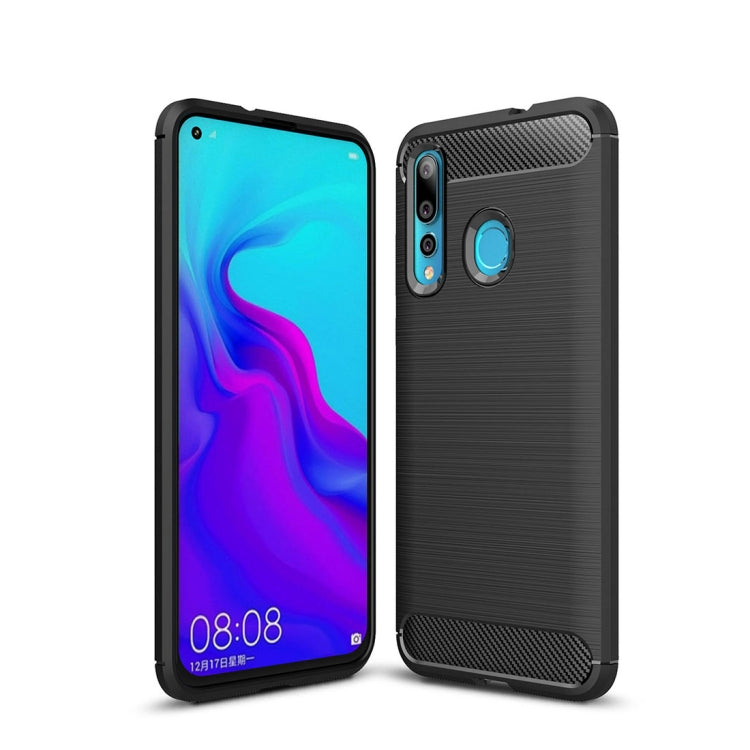 Shockproof TPU phone case, black carbon-fiber texture for Huawei Nova 4, front and back
