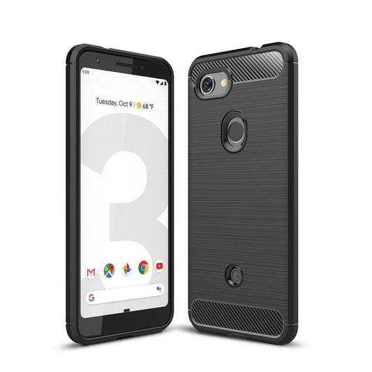 Shockproof brushed carbon fiber TPU case for Pixel 3 Lite, black