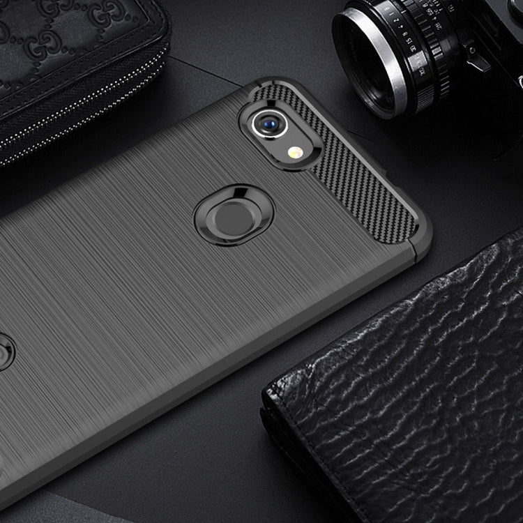 Brushed carbon fiber TPU case for Pixel 3 Lite, grey with camera and fingerprint cutouts