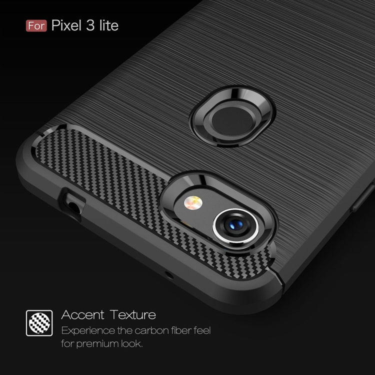 Brushed carbon fiber TPU case for Pixel 3 Lite, black with dual camera cutouts