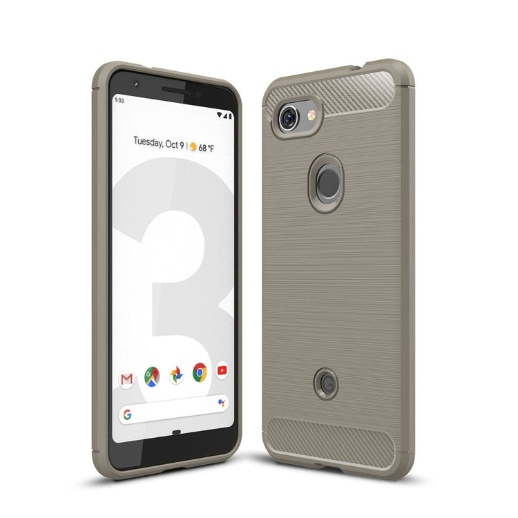 Shockproof brushed carbon fiber TPU case for Pixel 3 Lite, grey