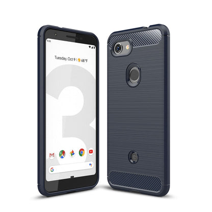 Shockproof brushed carbon fiber TPU case for Pixel 3 Lite, navy blue