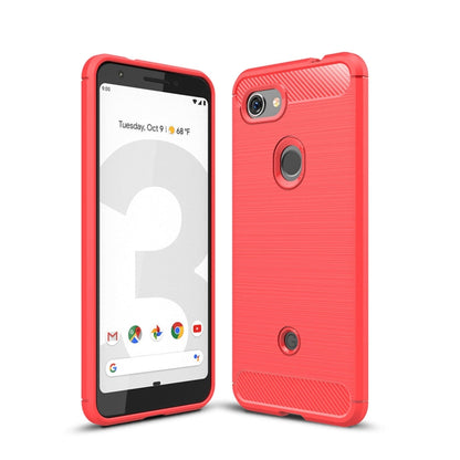 Shockproof brushed carbon fiber TPU case for Pixel 3 Lite, red
