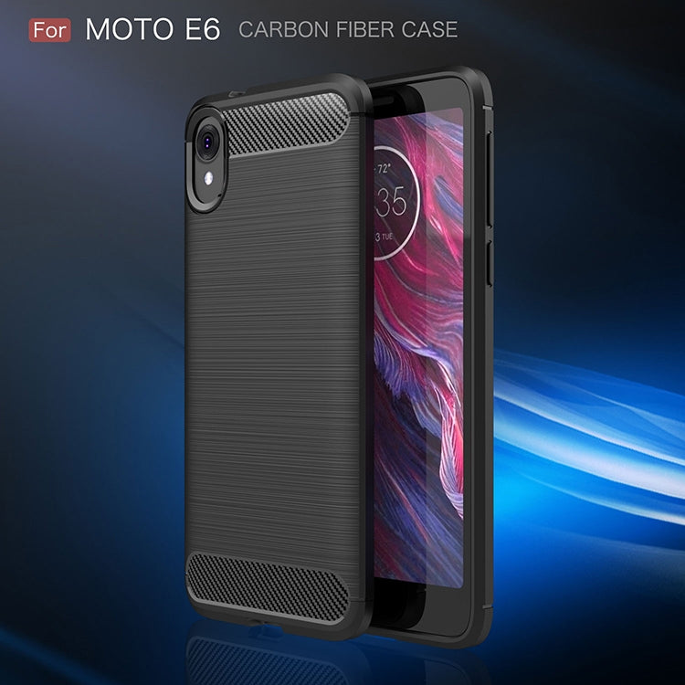 Shockproof TPU phone case with brushed carbon-fiber texture, dark blue