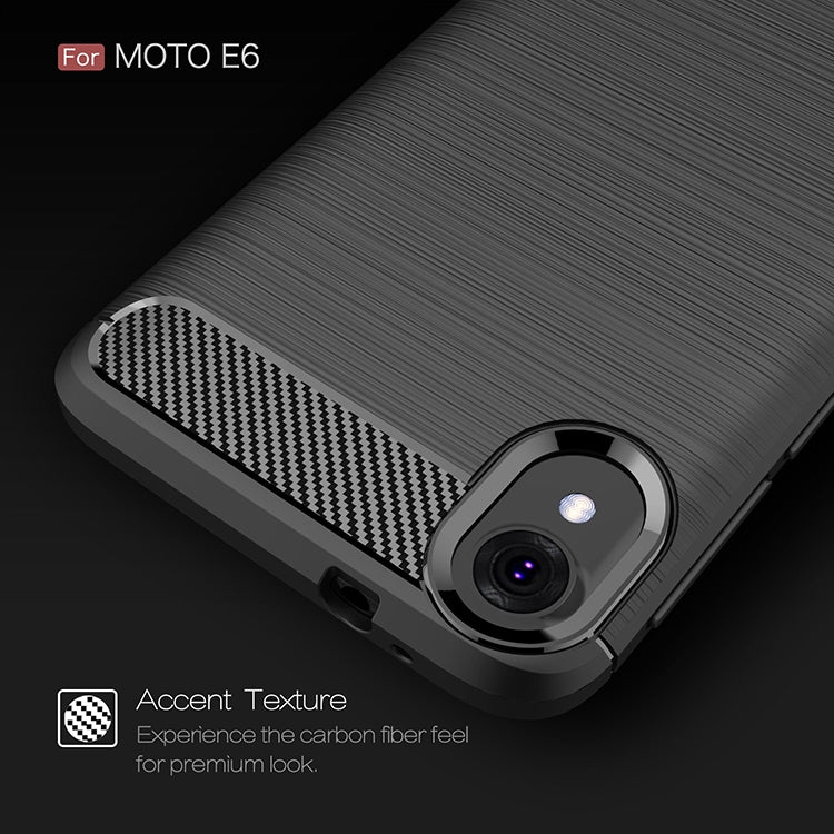 Brushed carbon-fiber TPU phone case corner detail, black with textured bumper