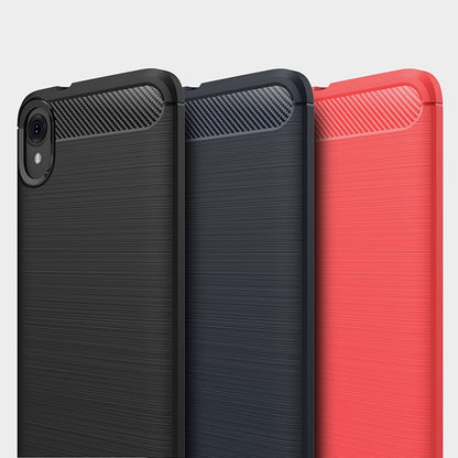 Brushed carbon fiber TPU phone case, shockproof—black, navy blue, red